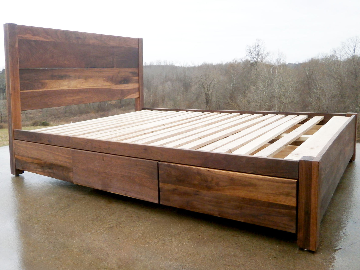 angled view Low Storage Bed with 6 drawers