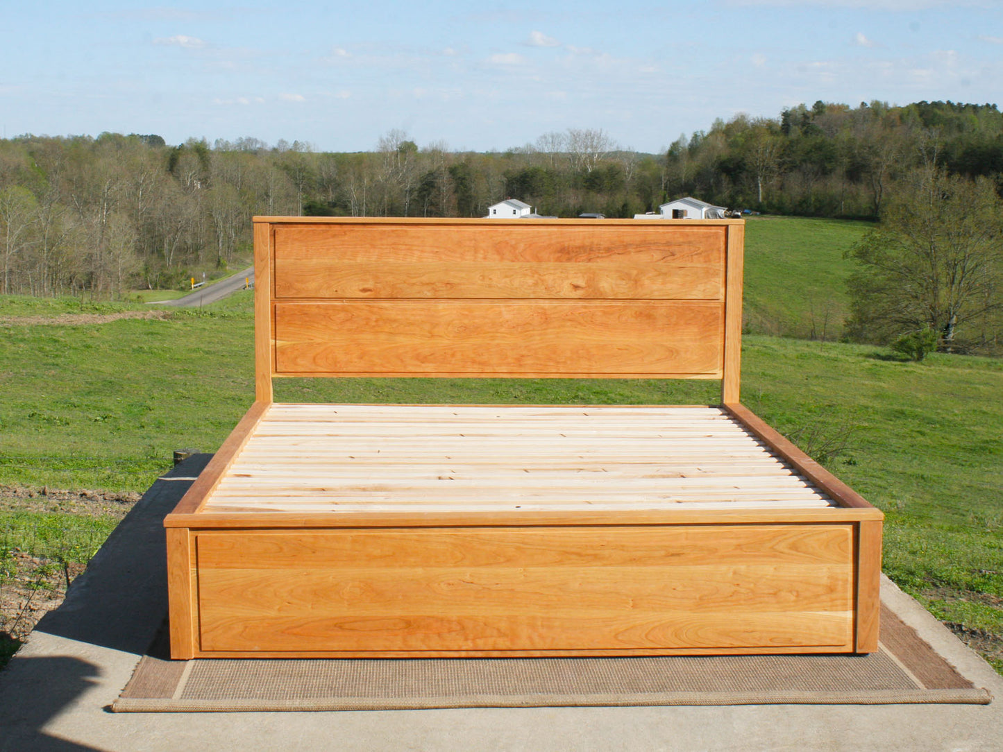 Platform Bed with 4 drawers and recessed frame headboard