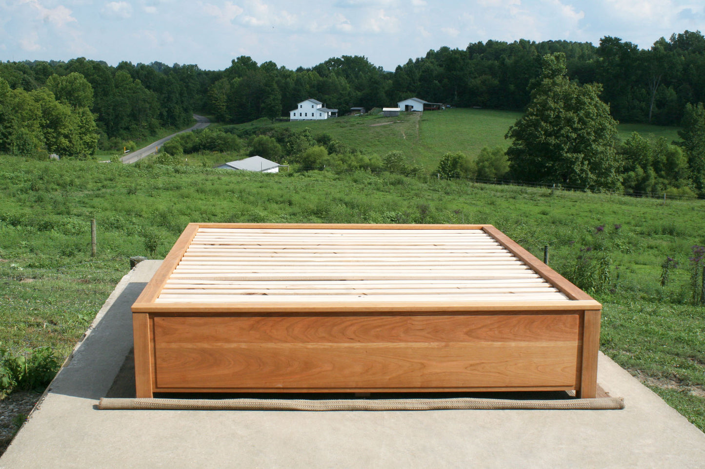 front view Platform Bed with 6 drawers and recessed frame