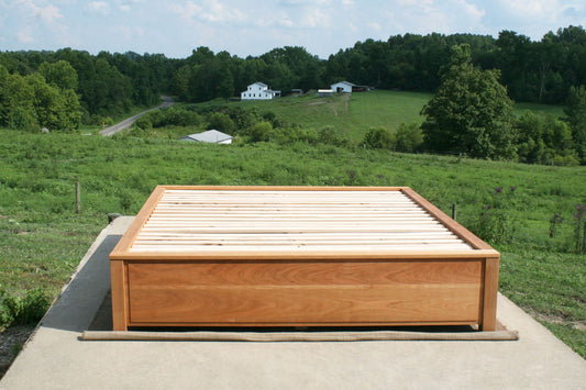 front view Platform Bed with 6 drawers and recessed frame