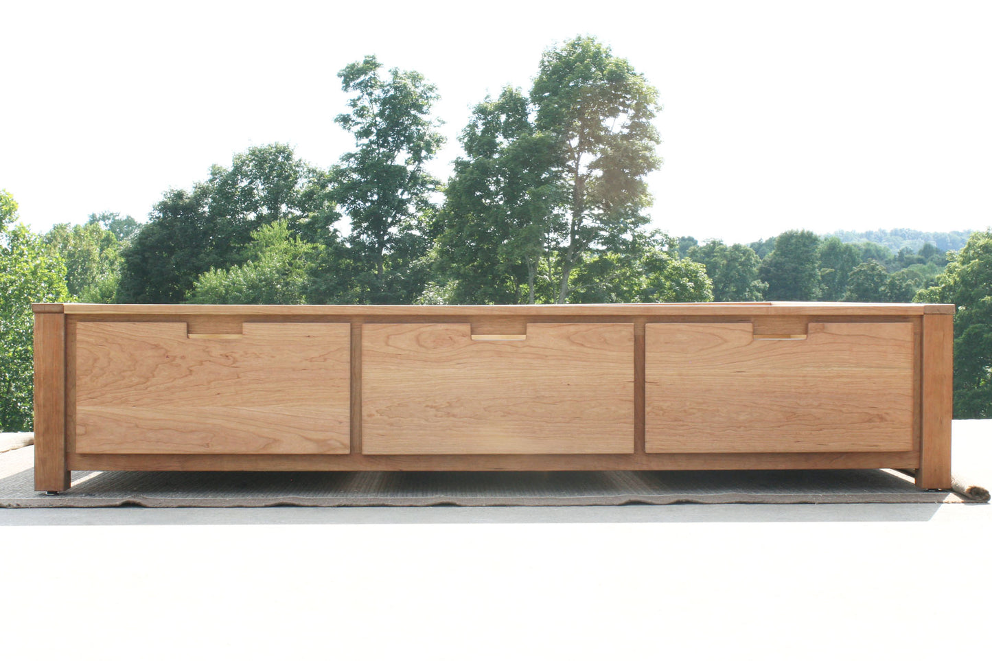 side view Platform Bed with 6 drawers and recessed frame