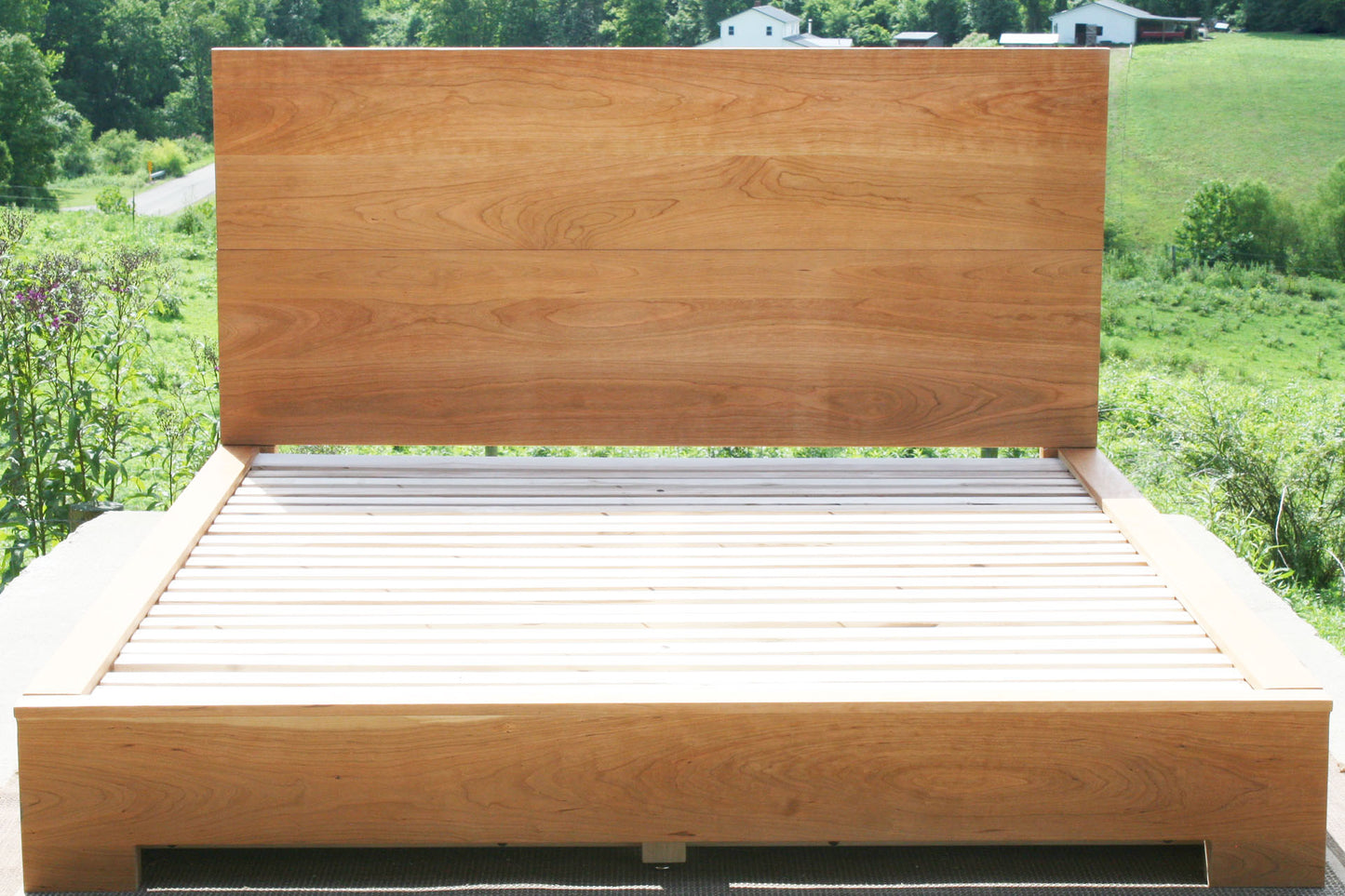 front view Low Storage Bed with 6 drawers and thick headboard