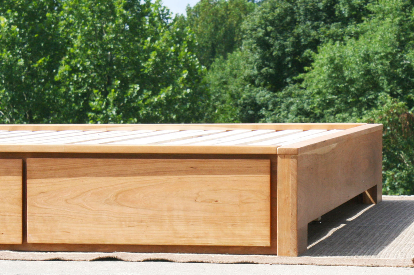 end of Low Storage Bed with 6 drawers and thick headboard