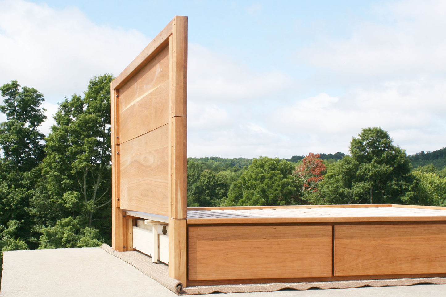 back of thick headboard Low Storage Bed with 6 drawers
