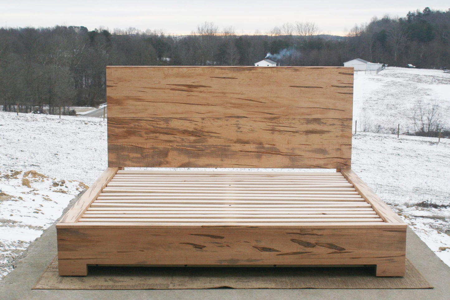 Low Storage Bed with 6 drawers and thick headboard front view