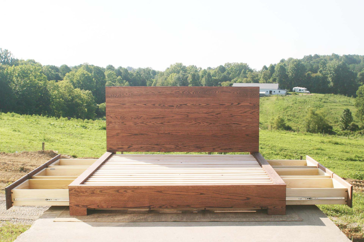 drawers open solid Low Storage Bed with 6 drawers and thick headboard