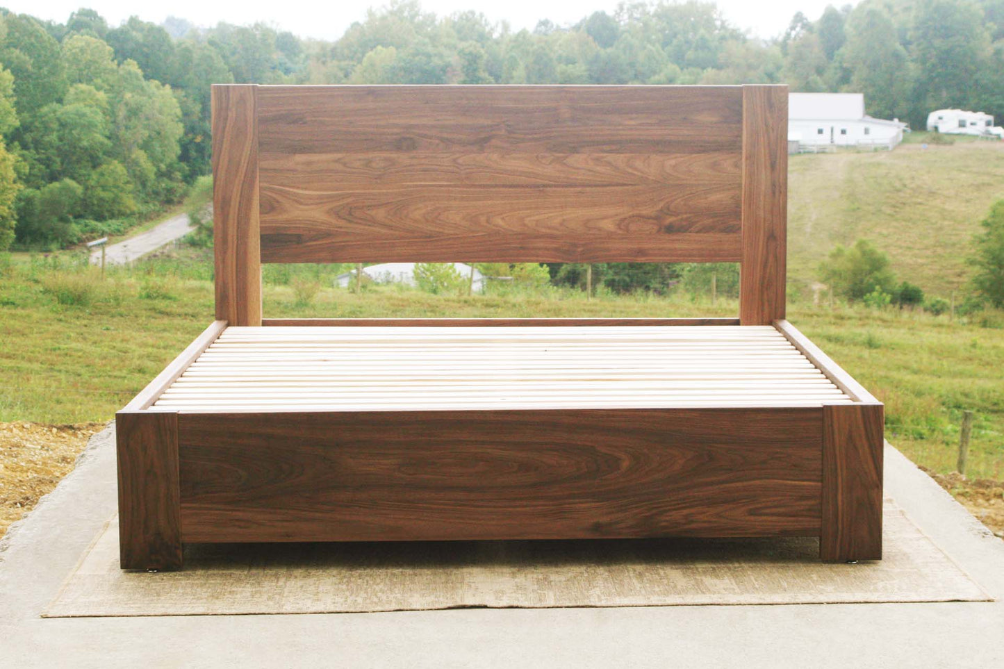 walnut Platform Bed with 4 drawers plus Cubby