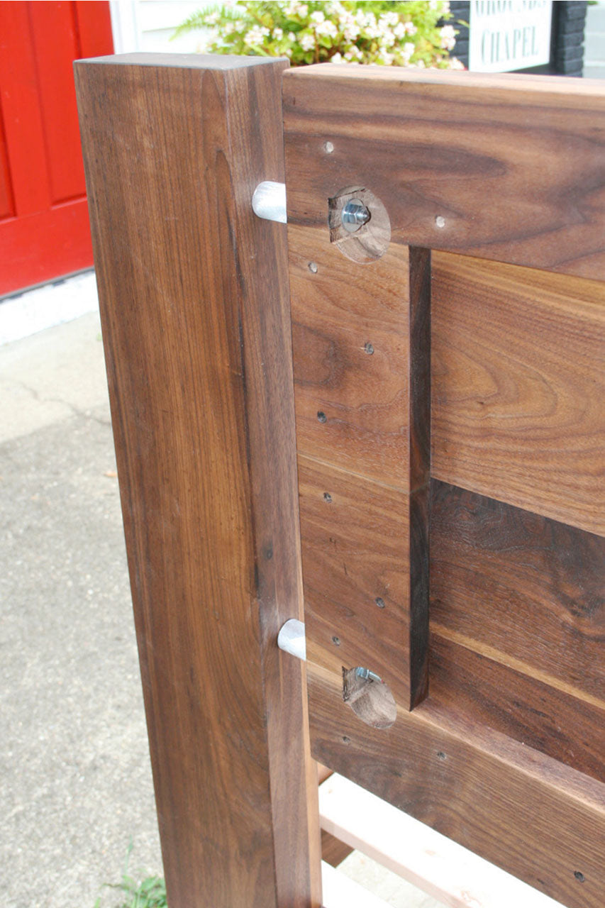 headboard joints of Platform Bed with 4 drawers plus Cubby