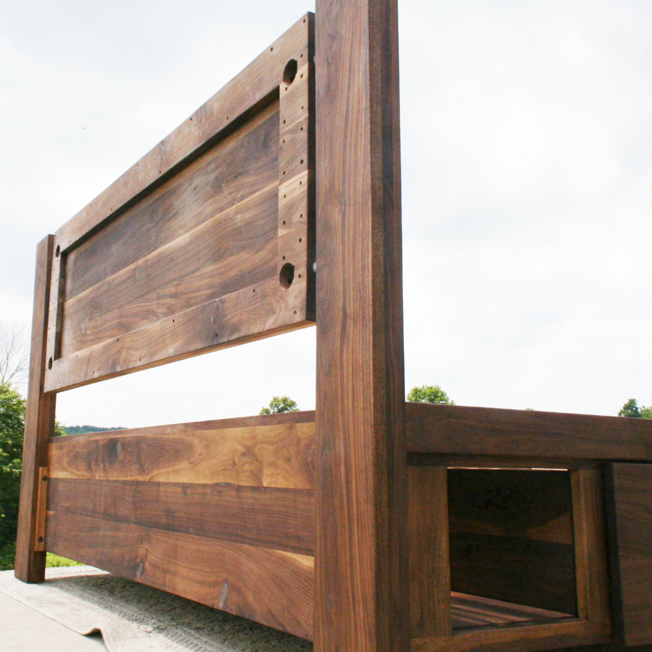 back of Platform Bed with 4 drawers plus Cubby
