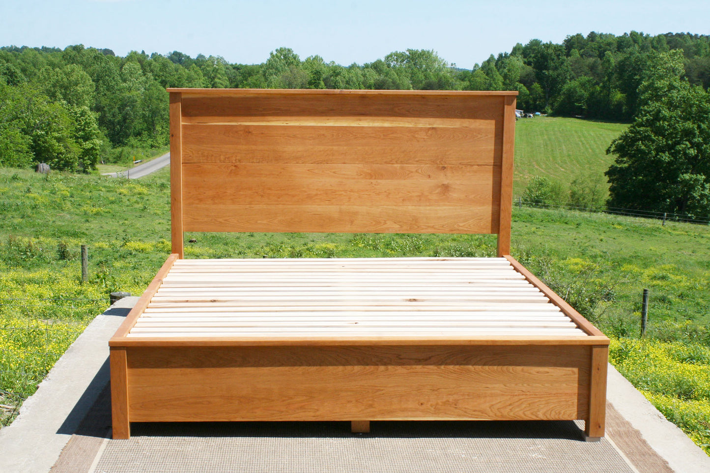 front view Storage Bed with 4 inset drawers and headboard