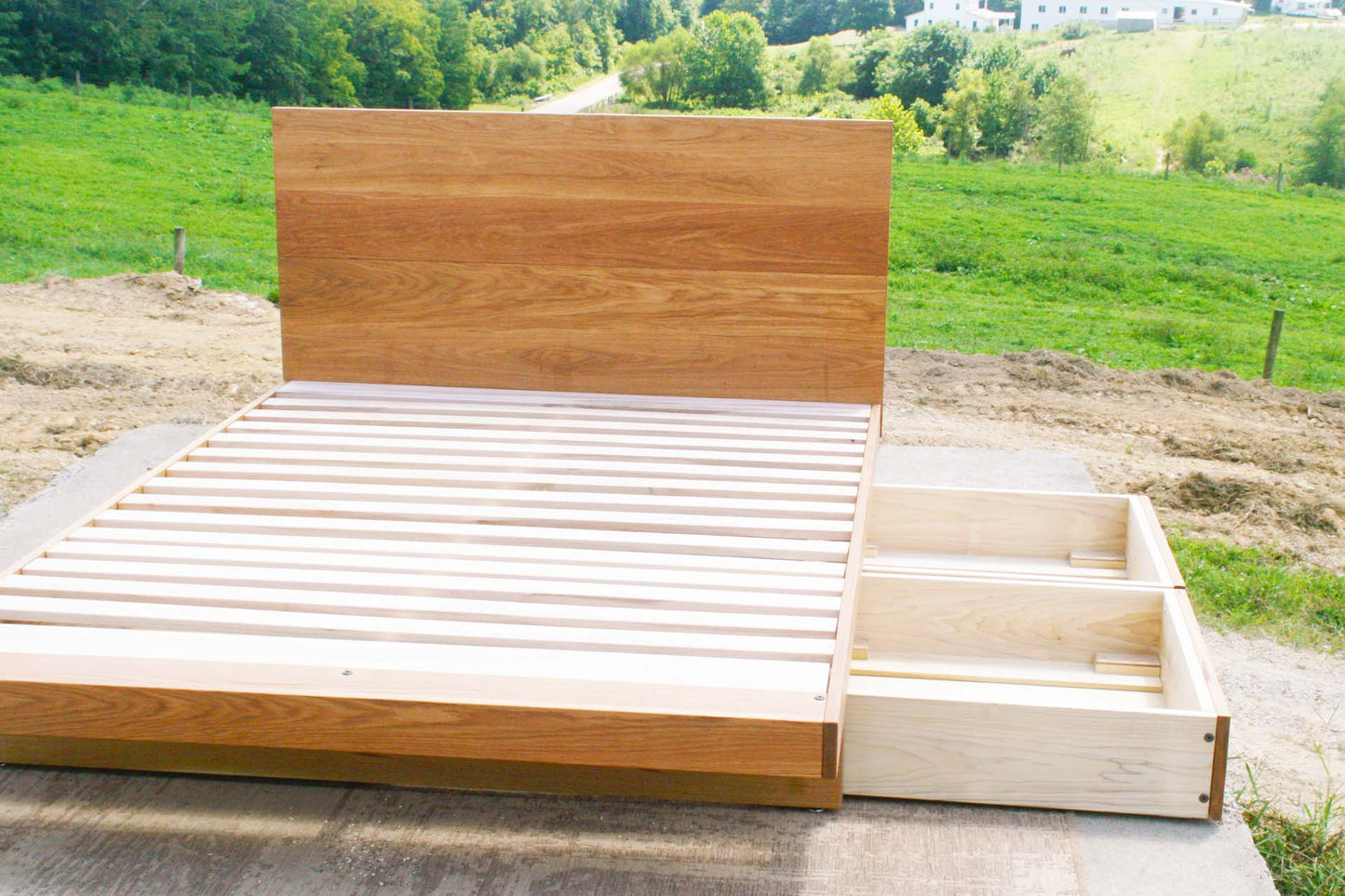 drawers out solid custom Cantilever storage bed with 4 drawers and headboard