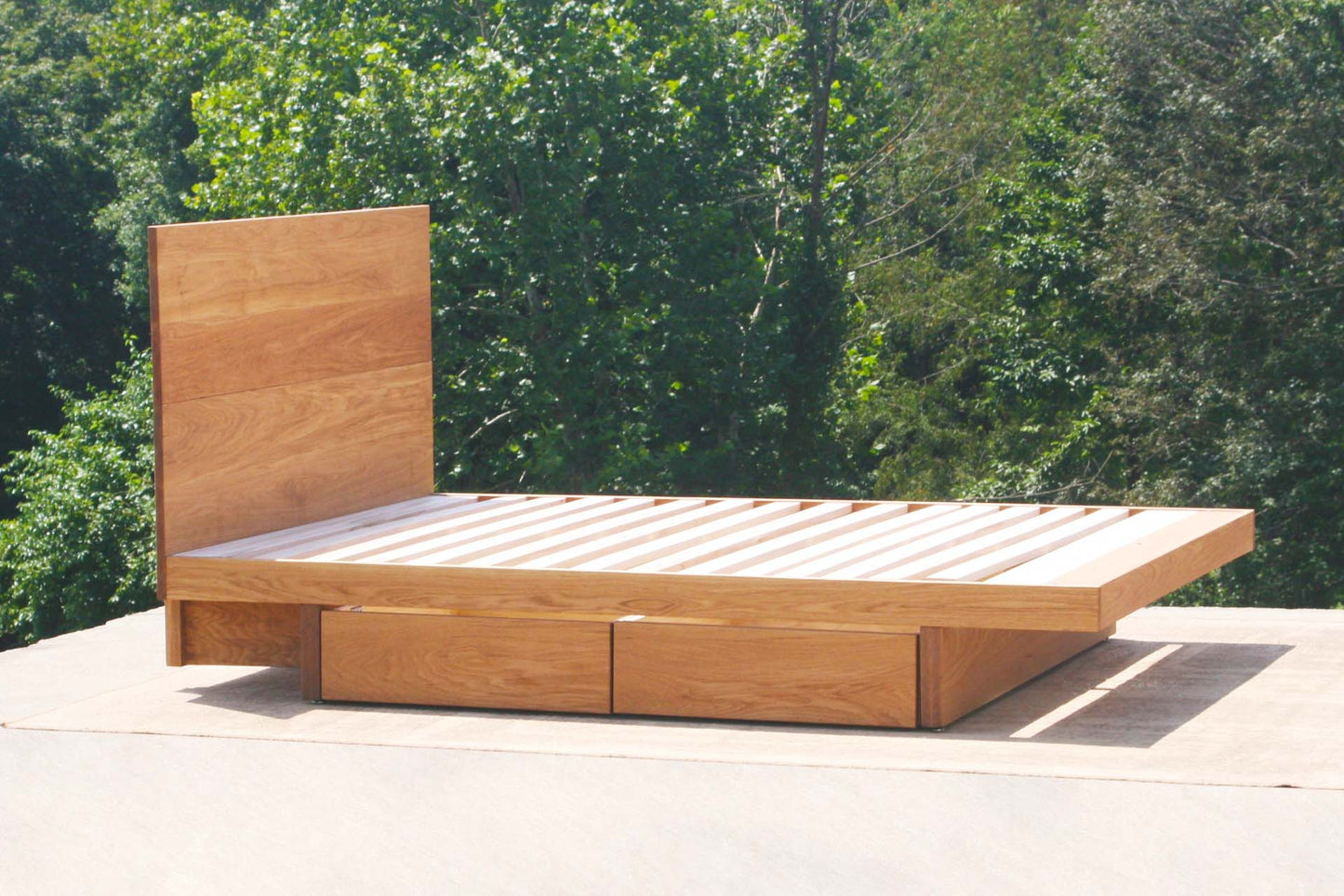 solid custom Cantilever storage bed with 4 drawers and headboard