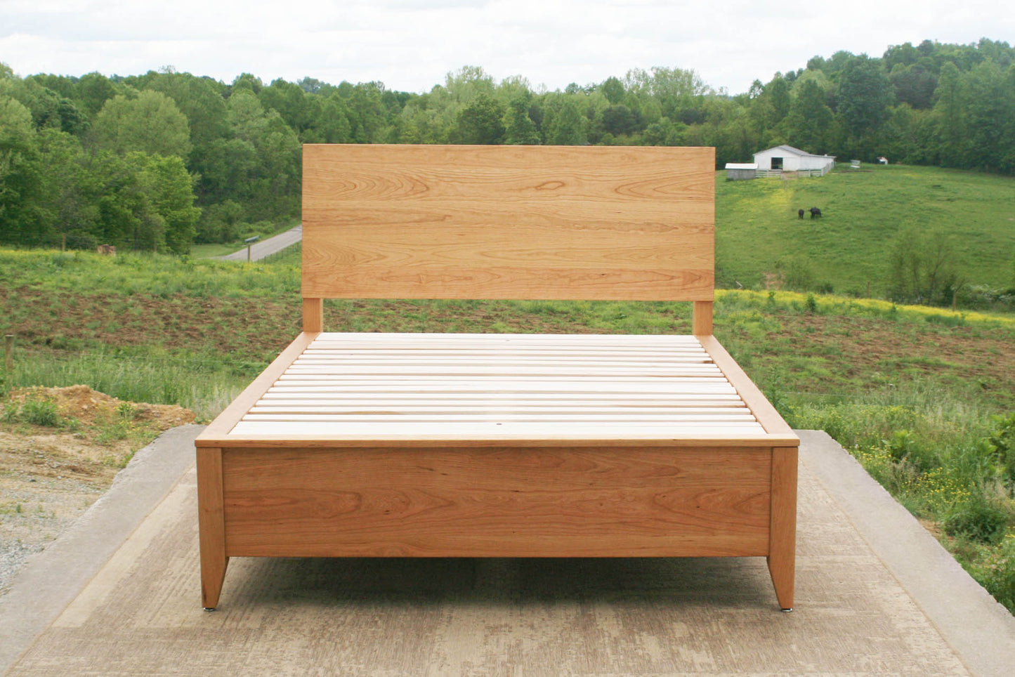 front view Platform storage bed with headboard