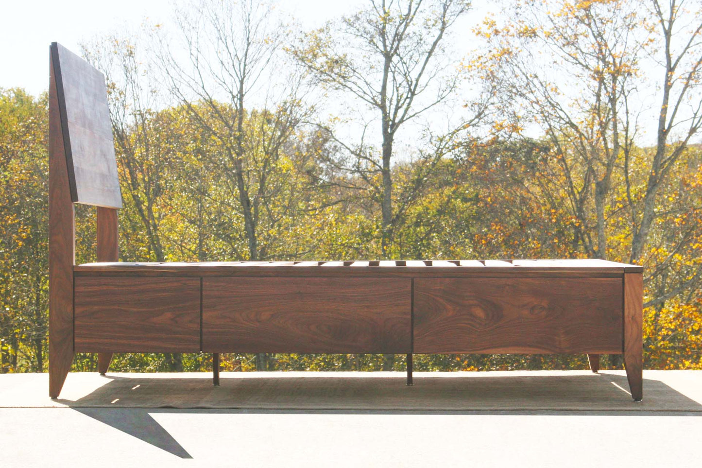 side view custom Platform storage bed with headboard