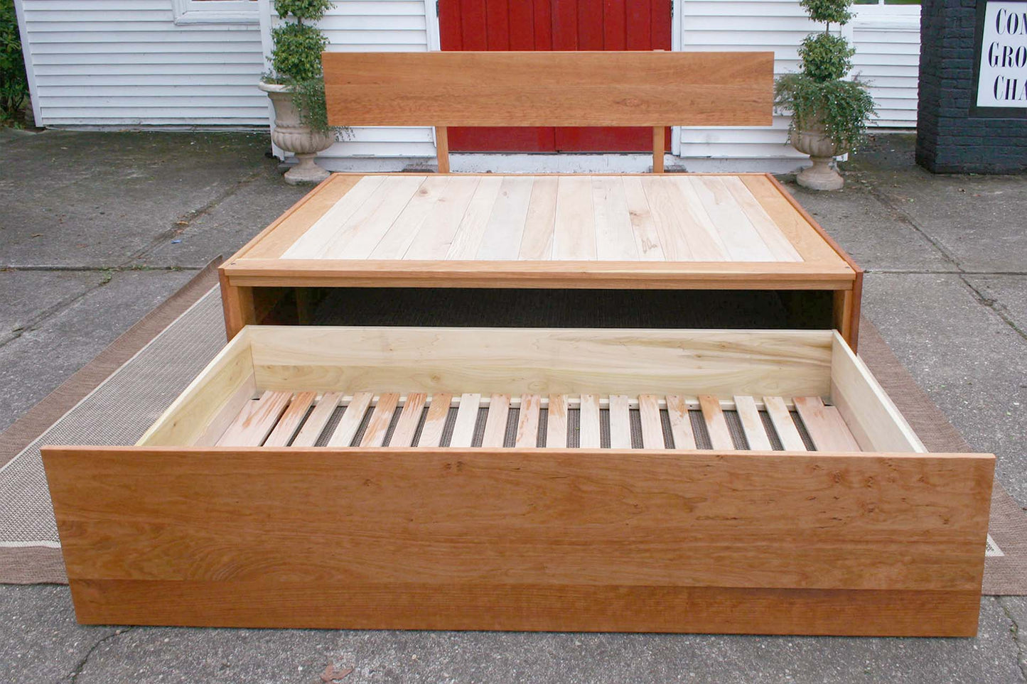 front view day bed with trundle out hardwood