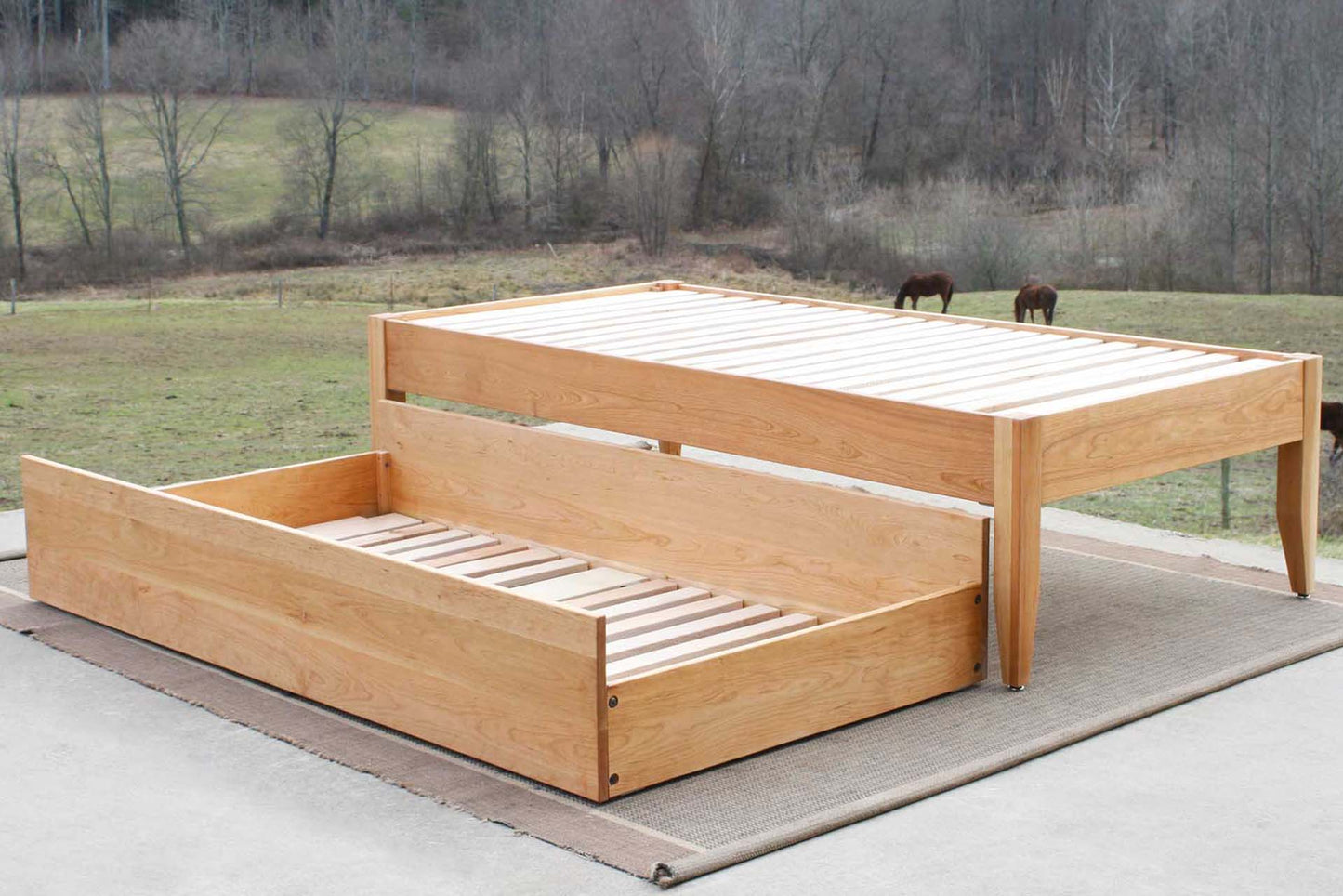 Simply Elegant Platform Bed with Trundle side view