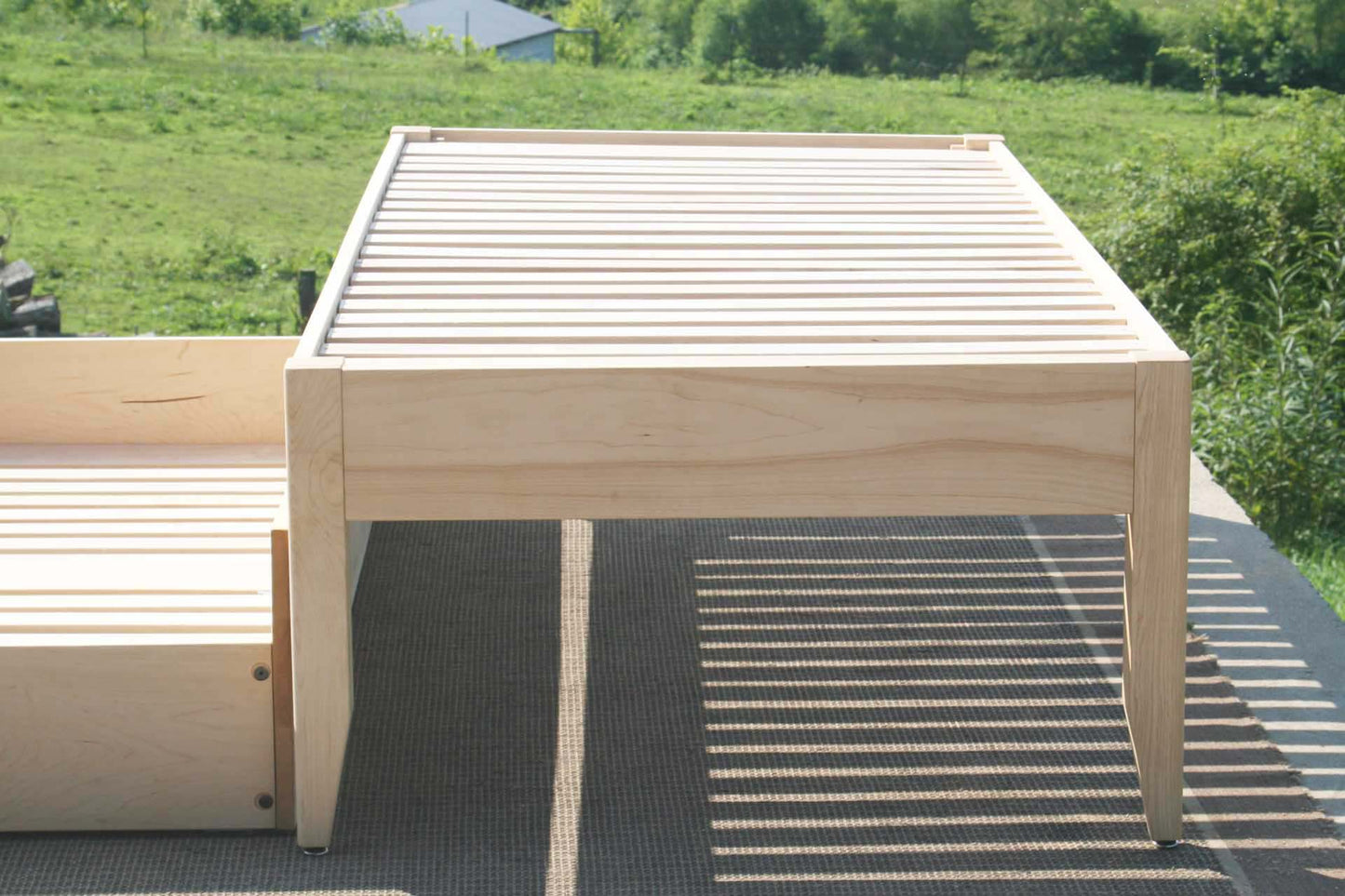 trundle out natural Simply Elegant Platform Bed with Trundle close up
