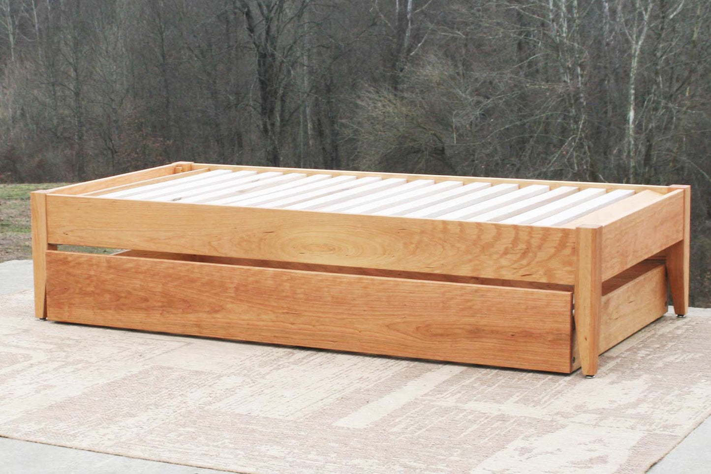 side view Simply Elegant Platform Bed with Trundle hardwood