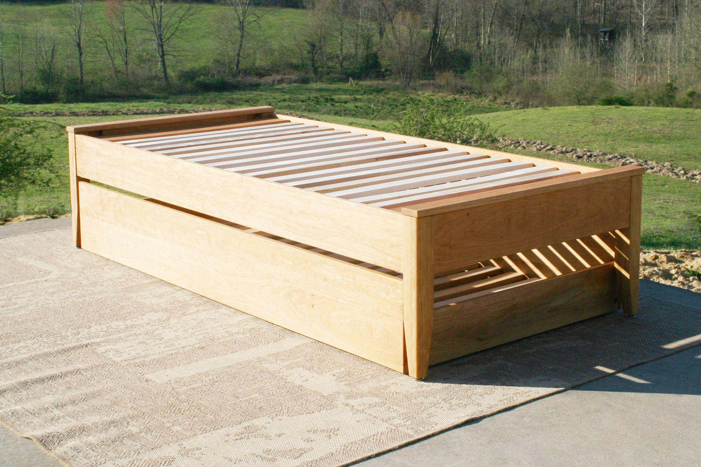 angled view Simply Elegant Platform Bed with Trundle