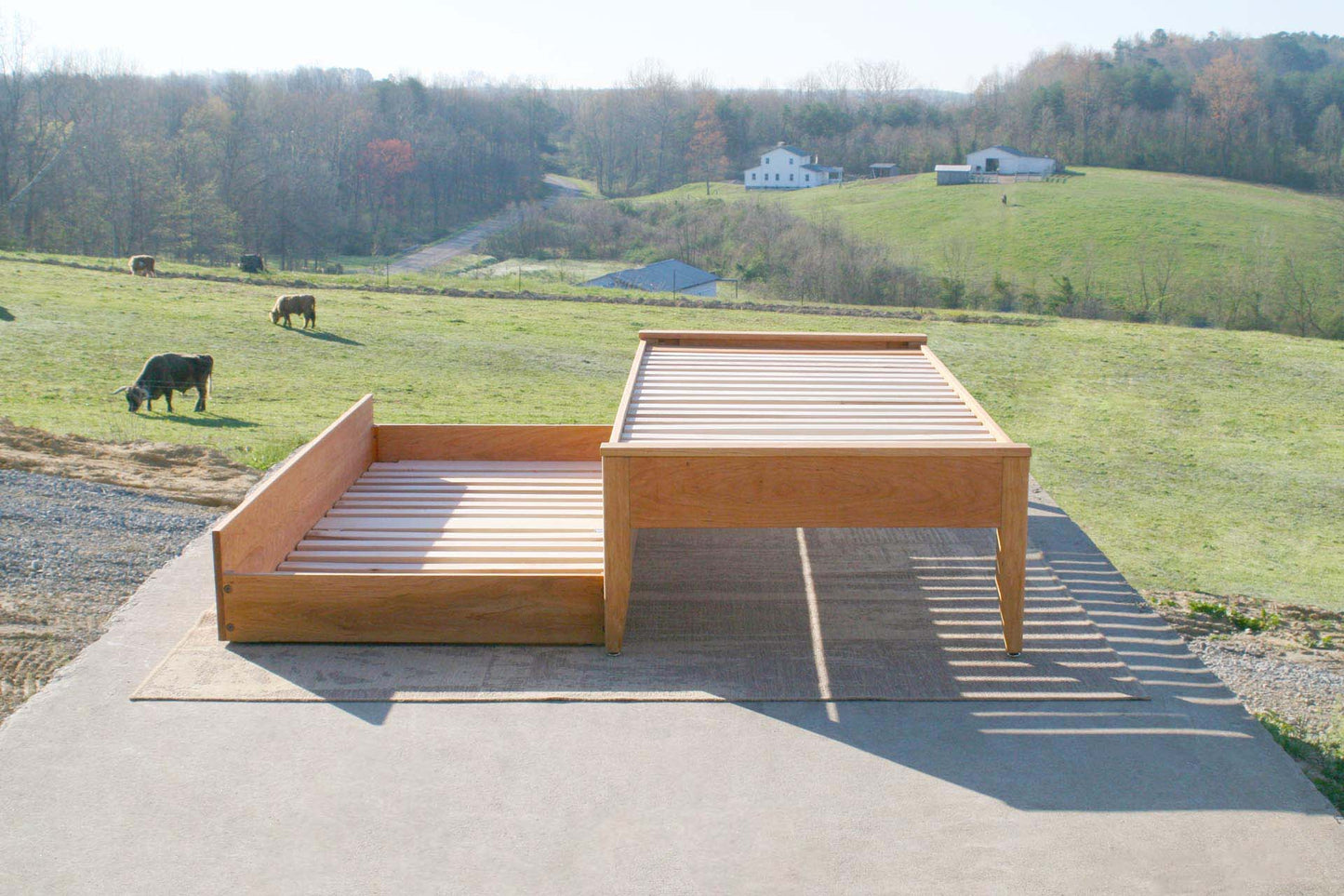 trundle out front view Simply Elegant Platform Bed with Trundle