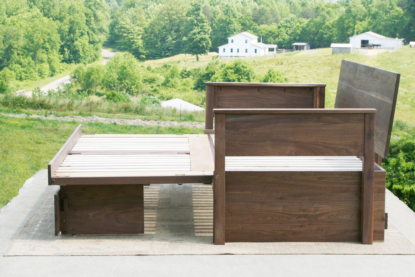 natural walnut day bed side view