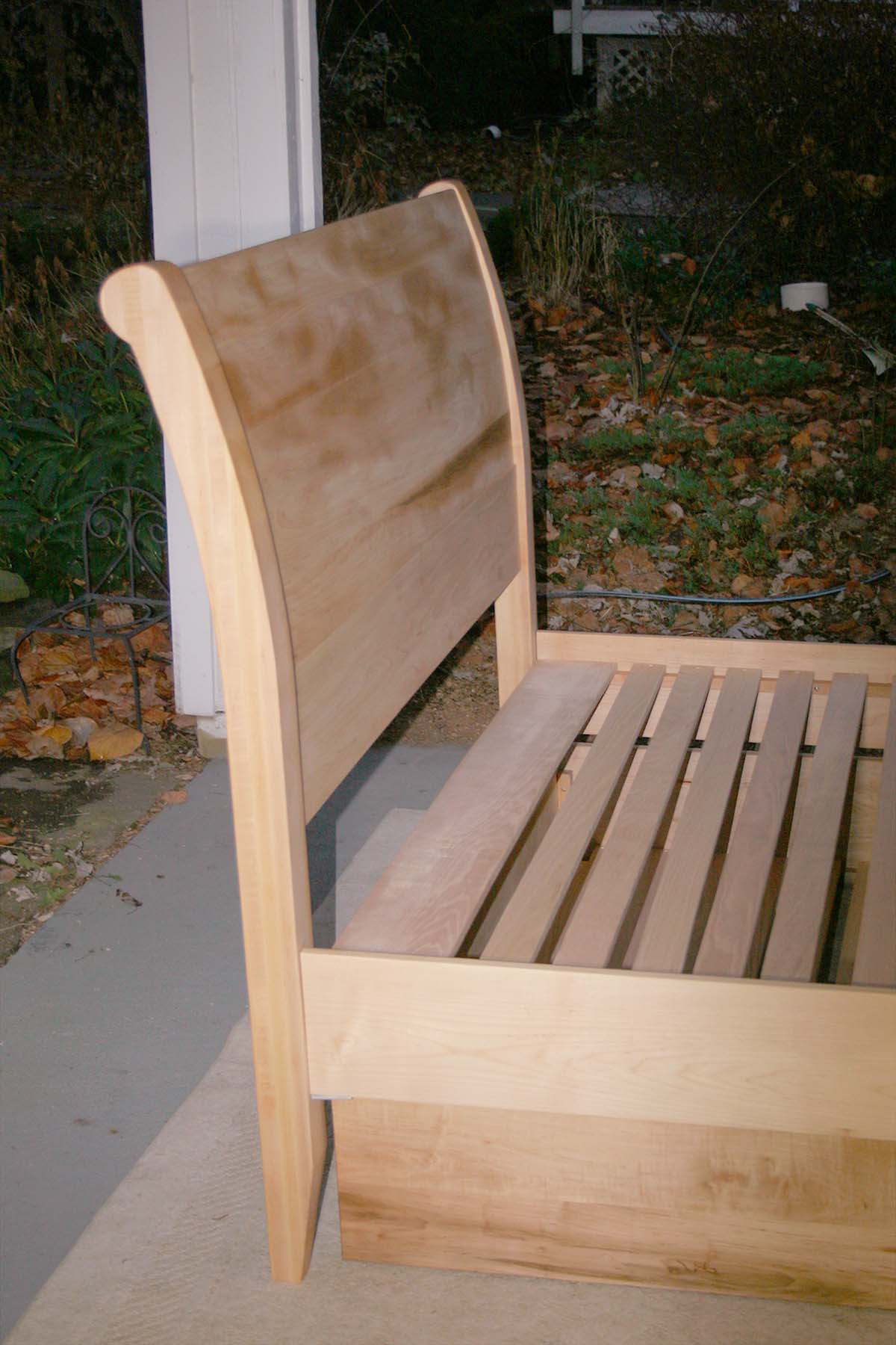 side view of headboard of Sleigh Bed with trundle