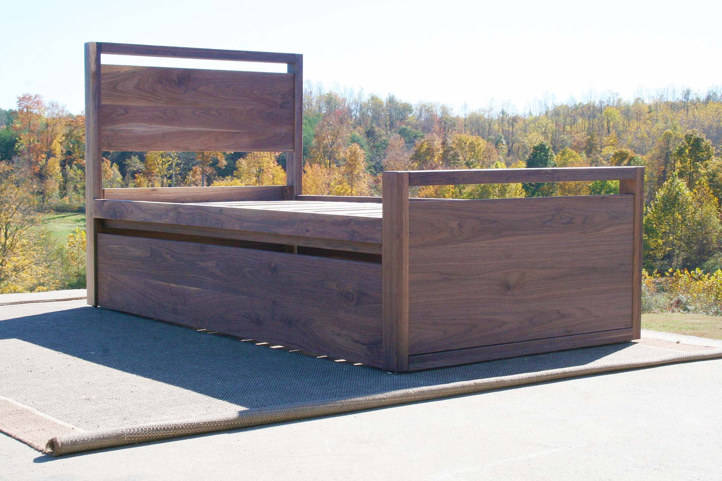 low angled view Trundle Bed with top rails on headboard and footboard