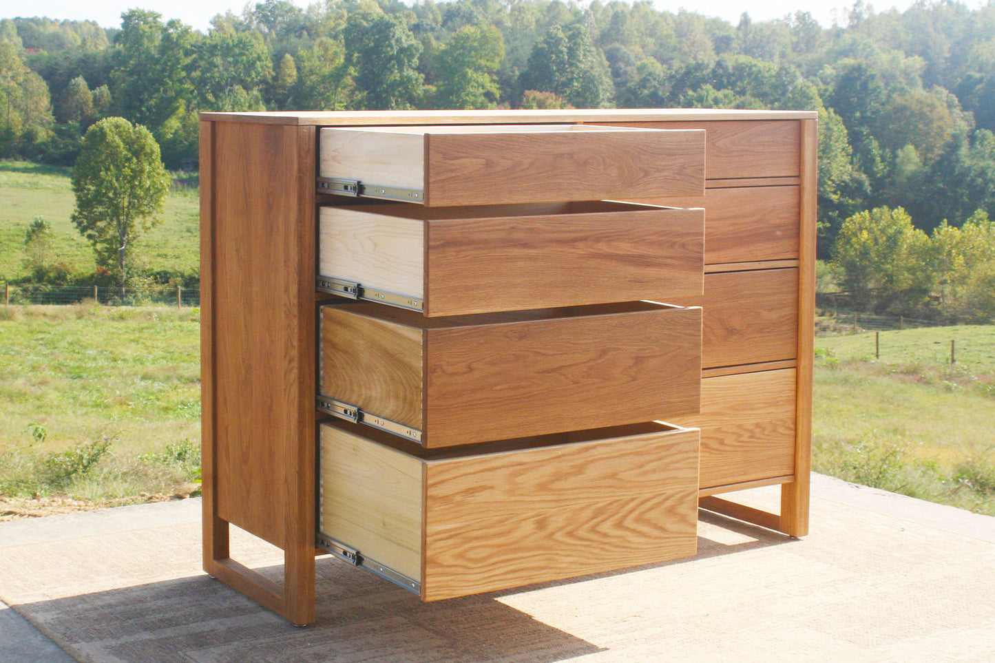 8 Drawer Double Dresser, Inset Drawers angled view