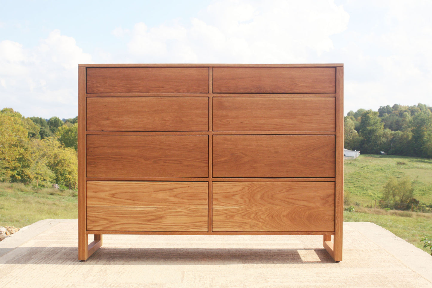 front view 8 Drawer Double Dresser, Inset Drawers