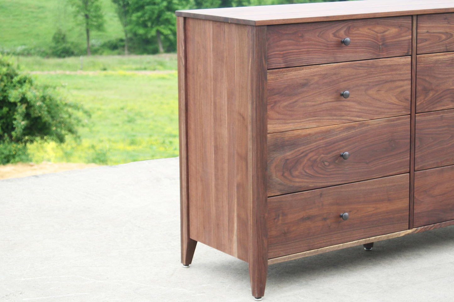 side of 8 drawer double dresser close up