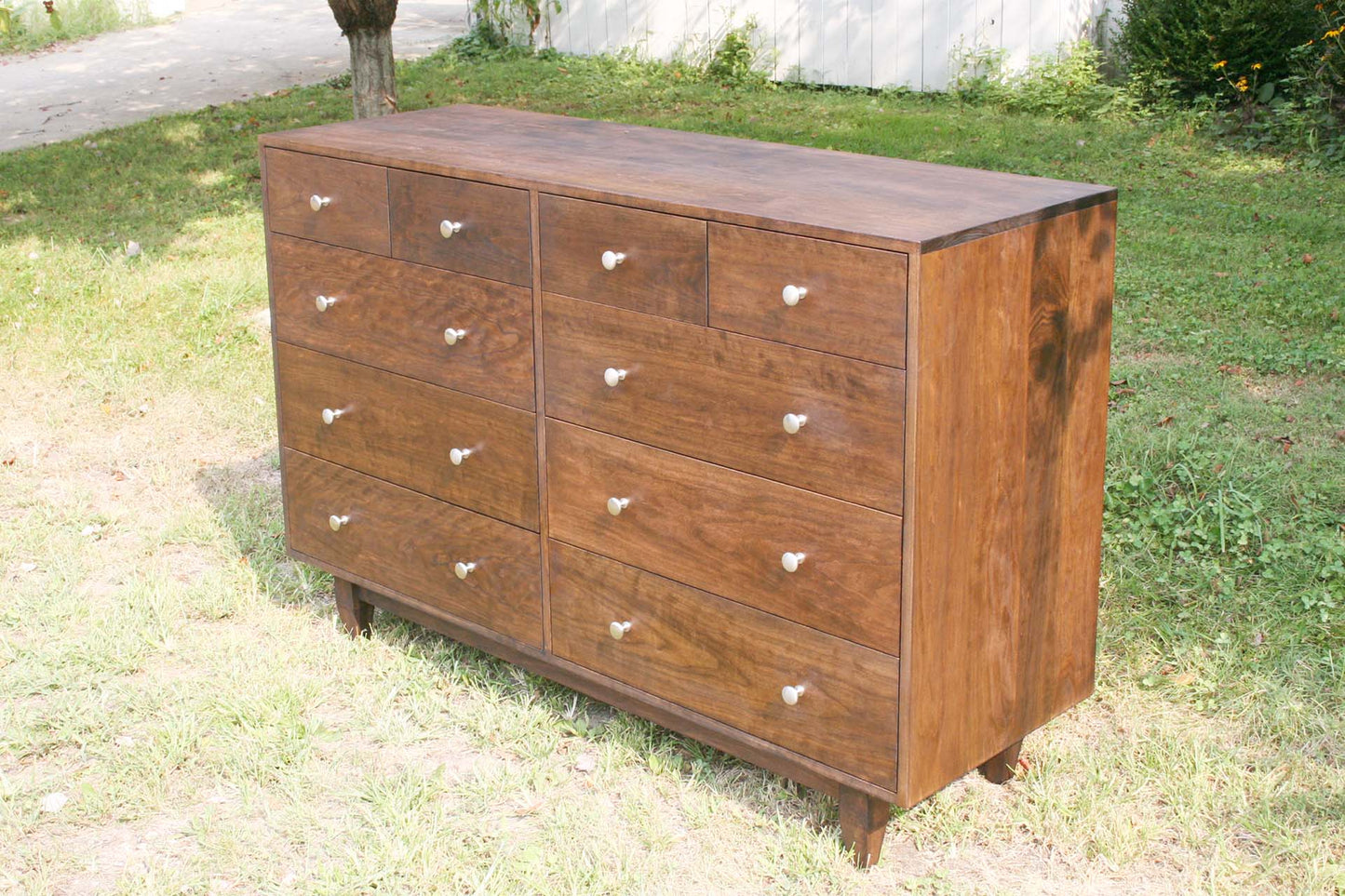 walnut 10 drawer dresser side view natural
