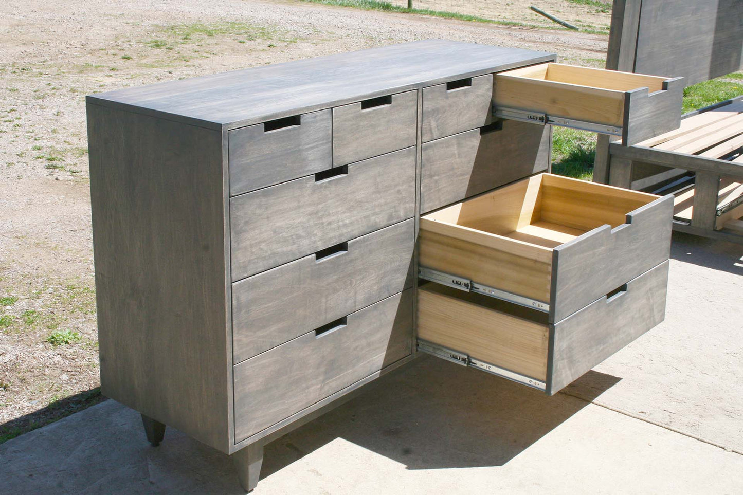 gray stain 10 drawer mid century modern dresser