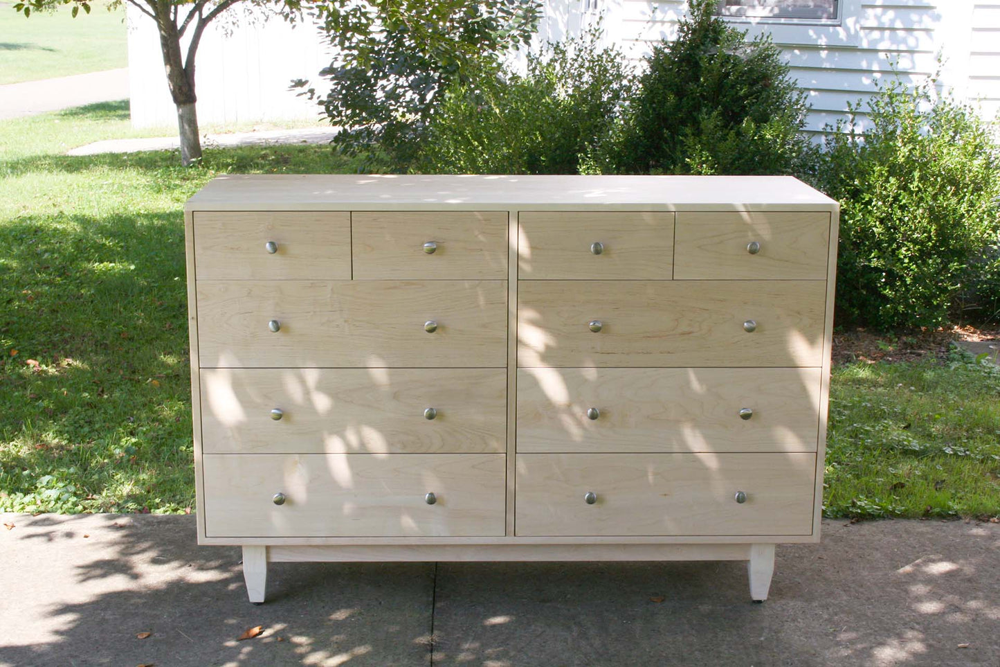 front view 10 drawer mid century modern dresser