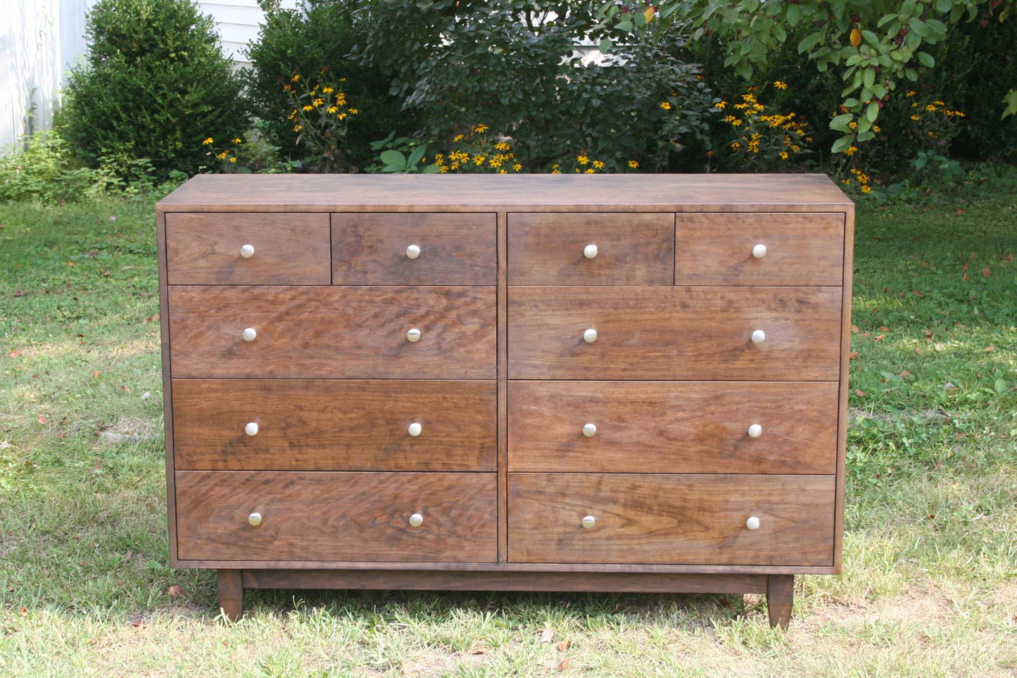 front view walnut 10 drawer dresser side view natural