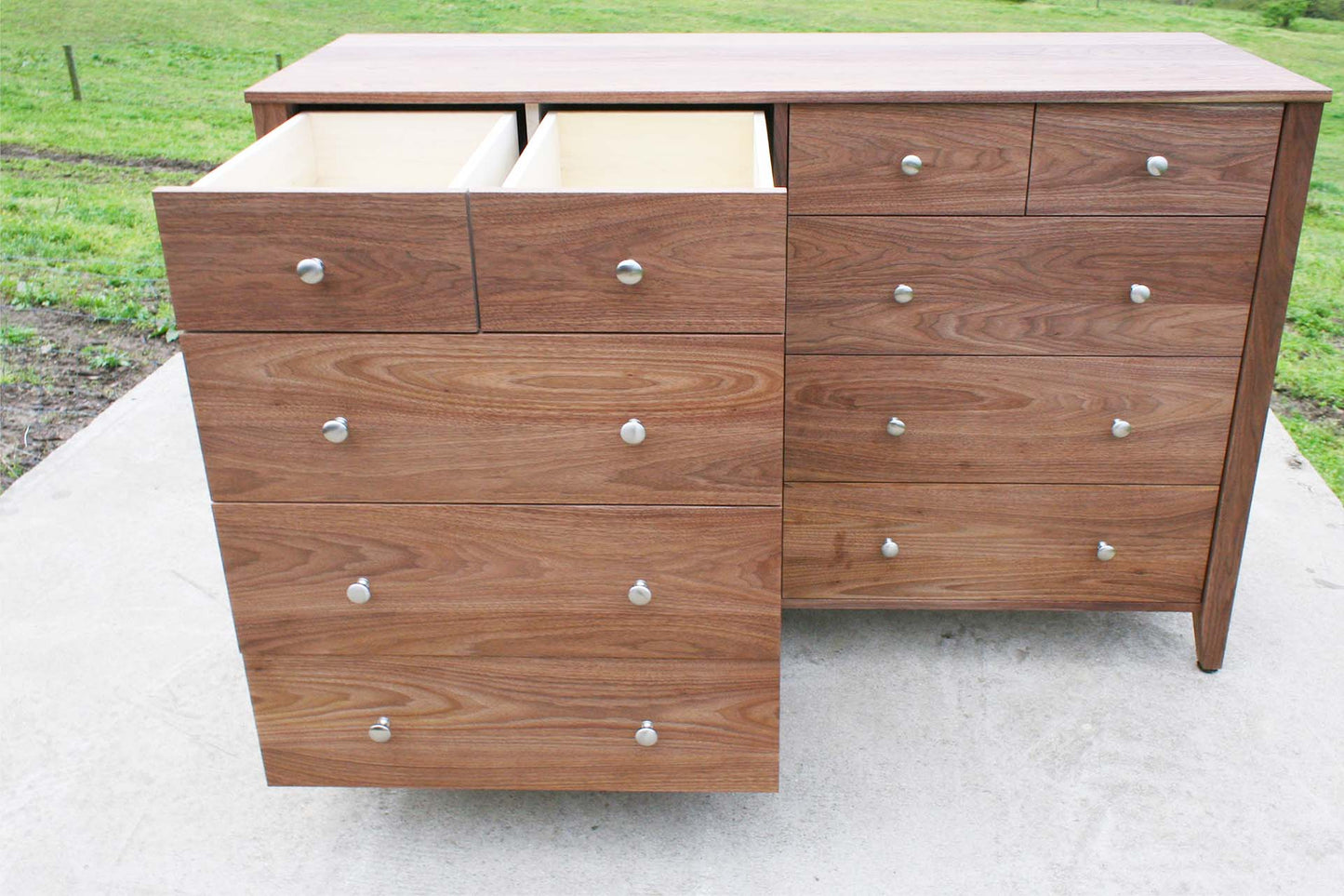 chest of drawers with right drawers open
