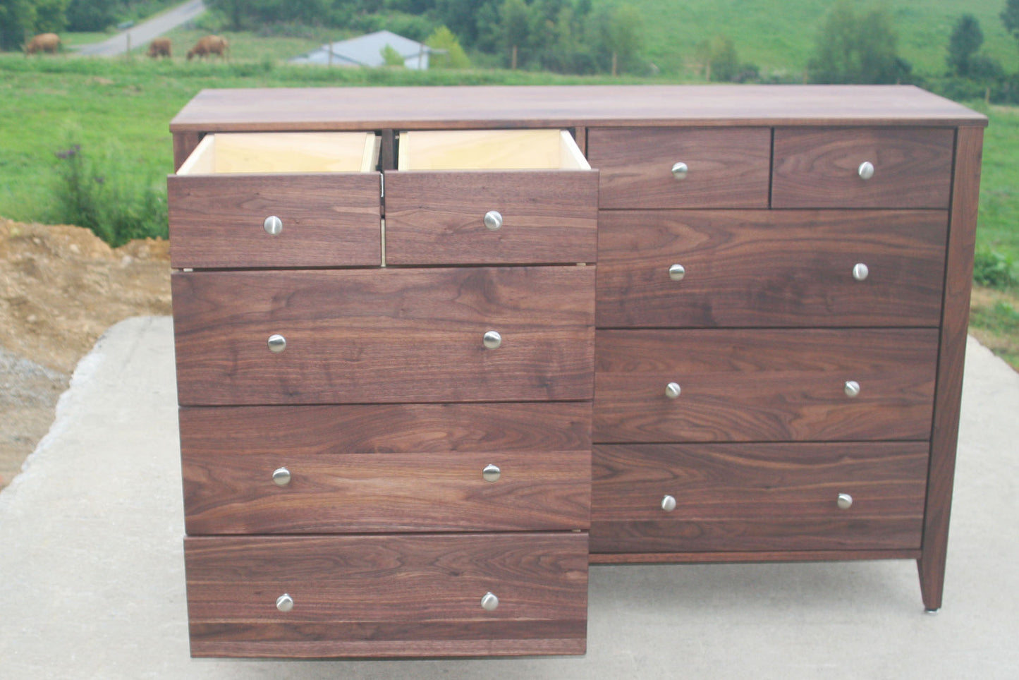 10 drawer solid hardwood dresser right drawers open