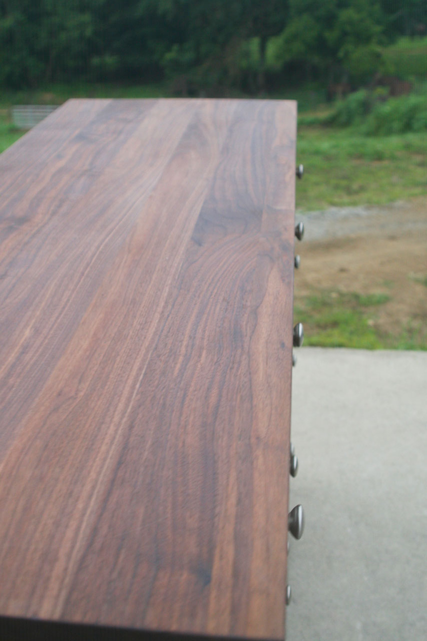 walnut wood dresser top top view