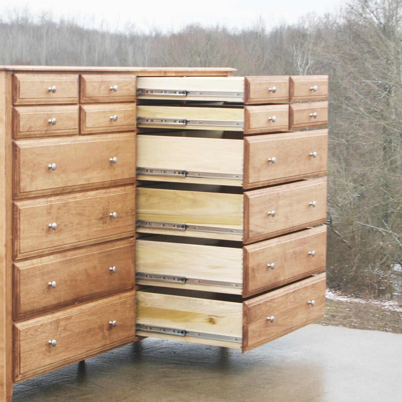 large dresser with drawers open