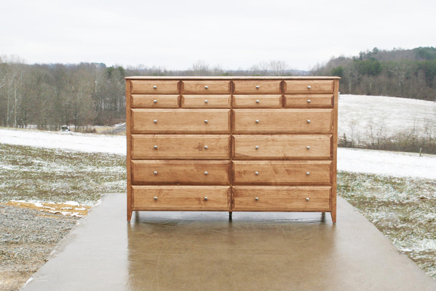 custom wood dresser front view