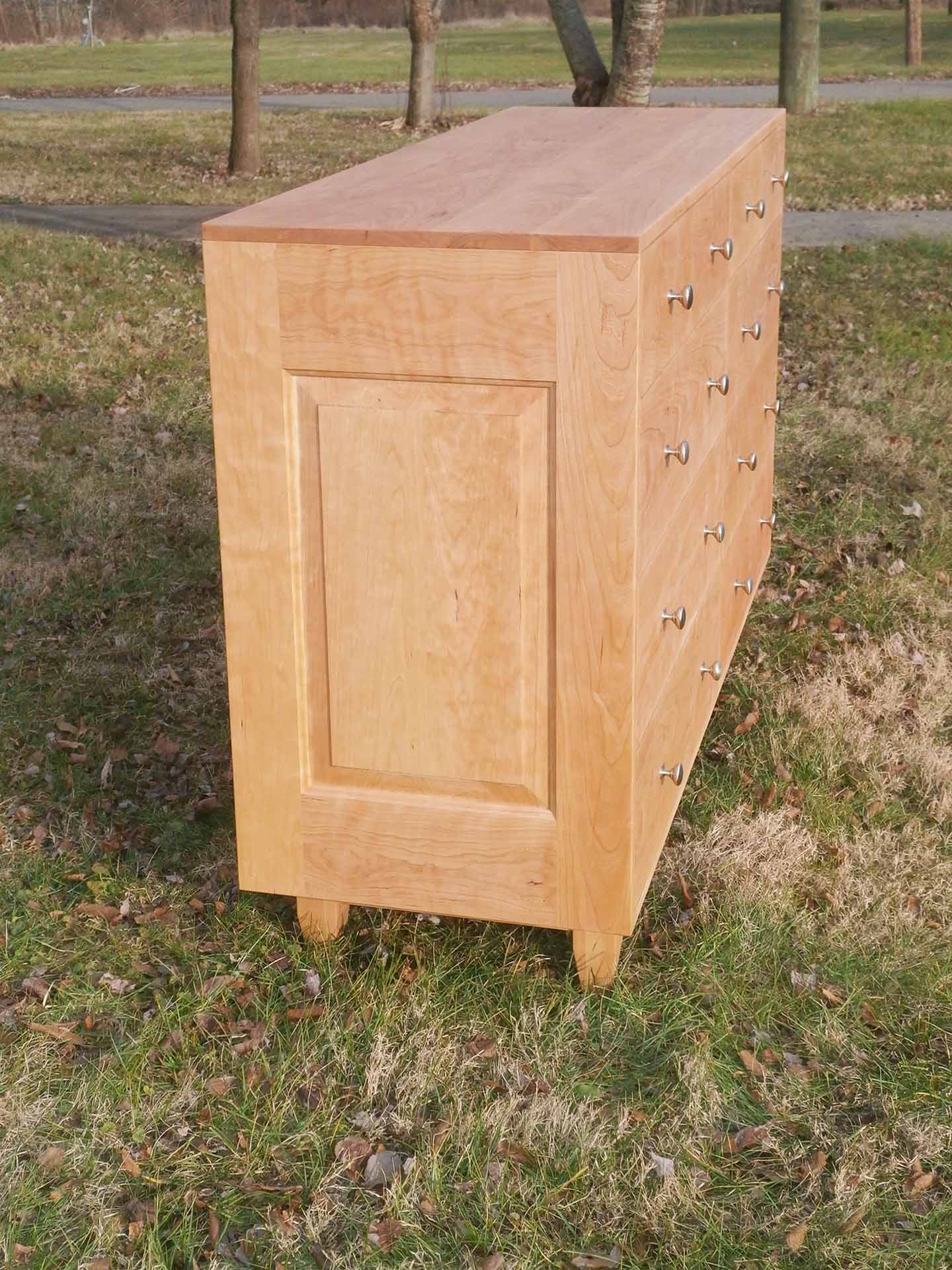 wood dresser side view