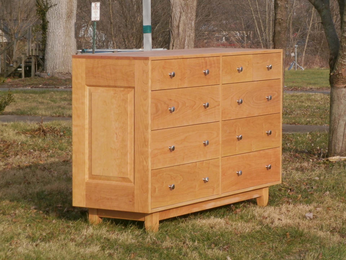 large wooden dresser side angle view