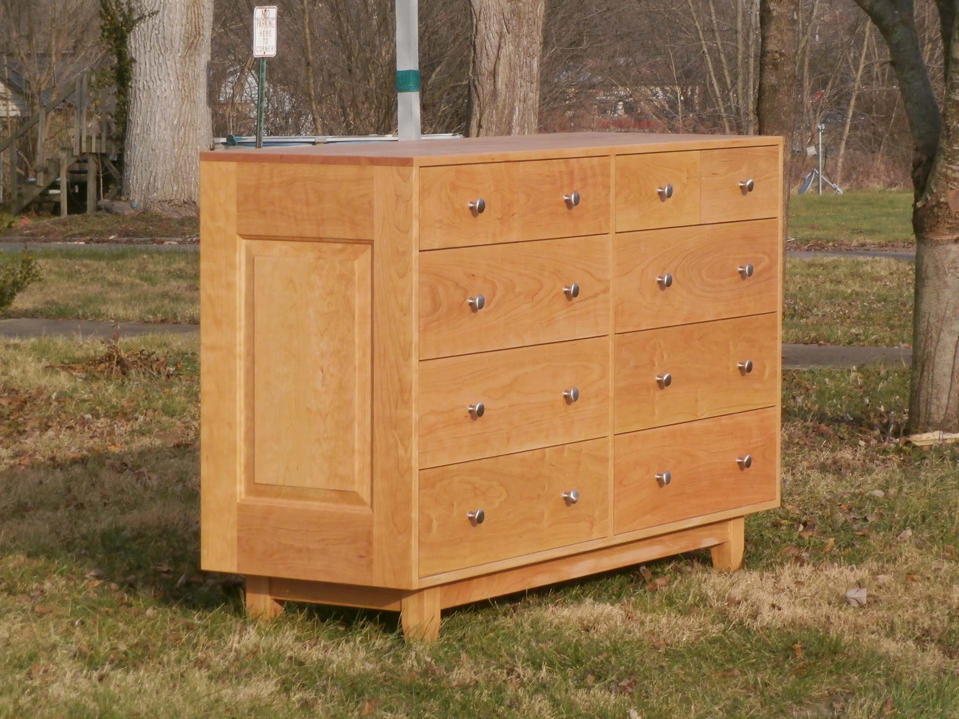large wooden dresser side angle view