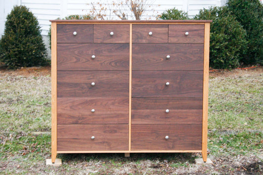 12 Drawer Dresser Chest with Inset Drawers and Flat Panels front view