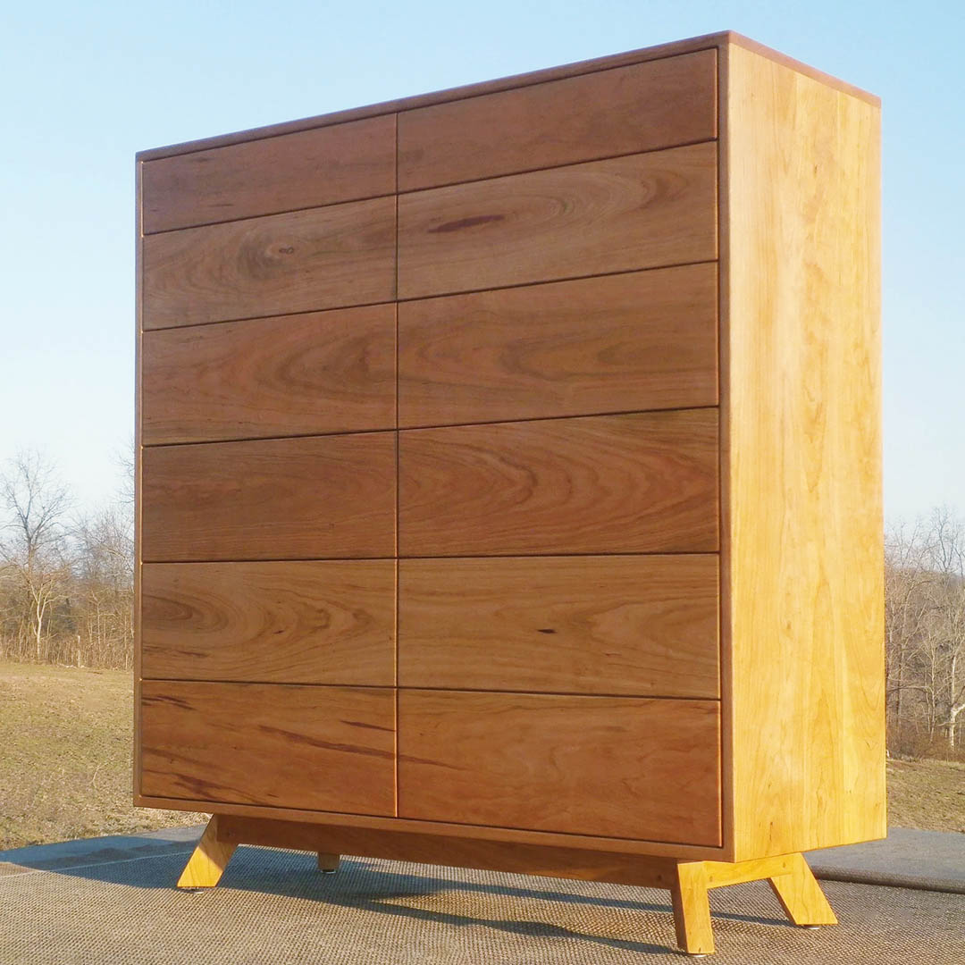 tall mid century modern dresser angled view