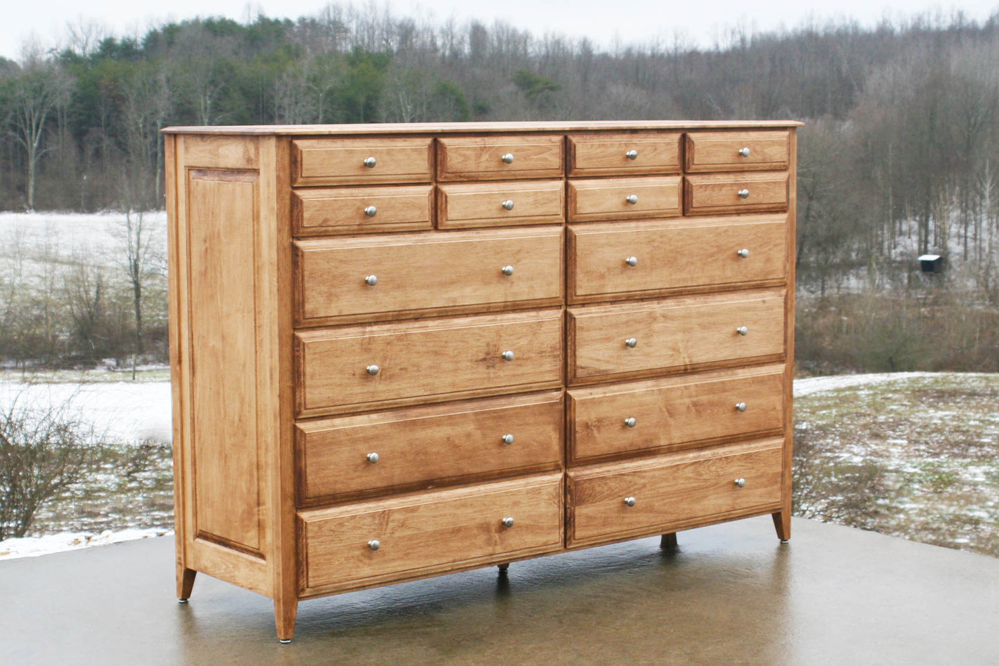 16 drawer dresser with extra storage front angled view