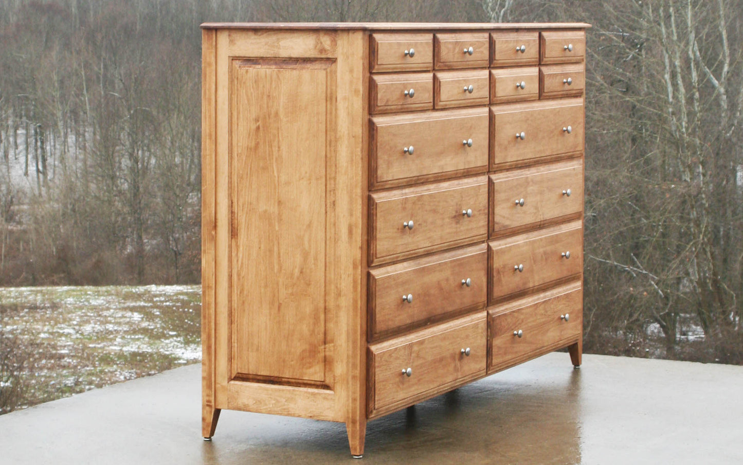 16 drawer dresser with extra storage side angled view