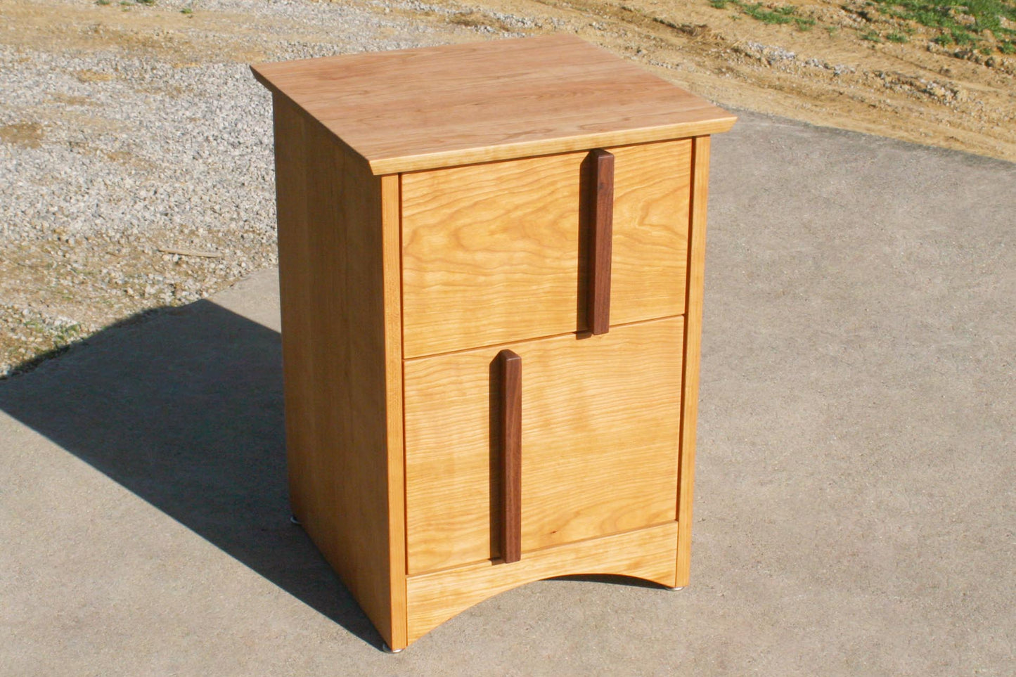 top angled view Multi Drawered Nightstand with Offset Pulls
