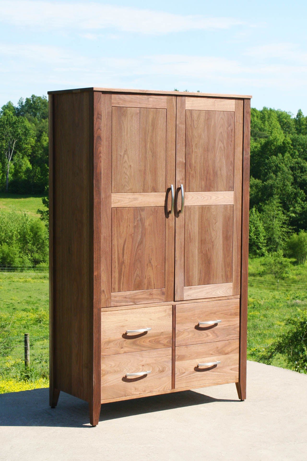 front angled view Armoire with 2 Doors and 4 Drawers