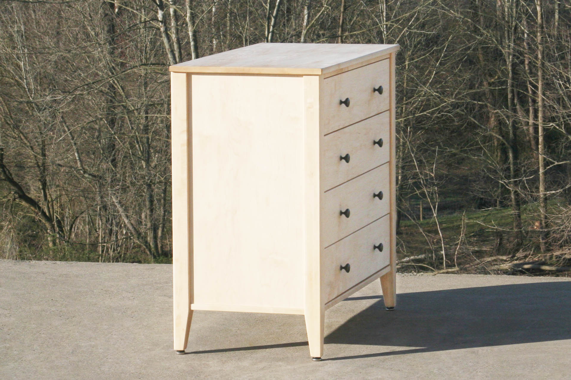 side view wide Small Cabinet in hardwood