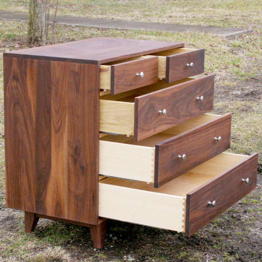 5 drawer chest with drawers open side view